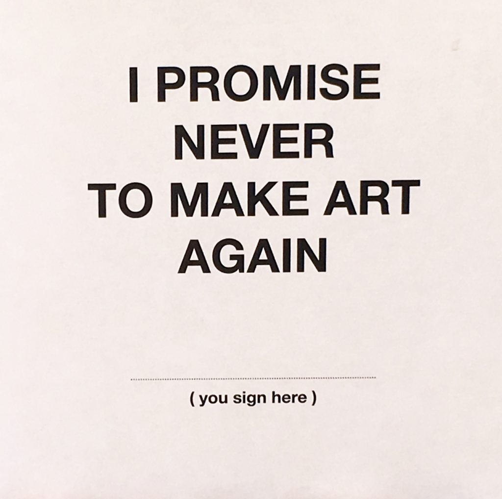 I promise not to make art card