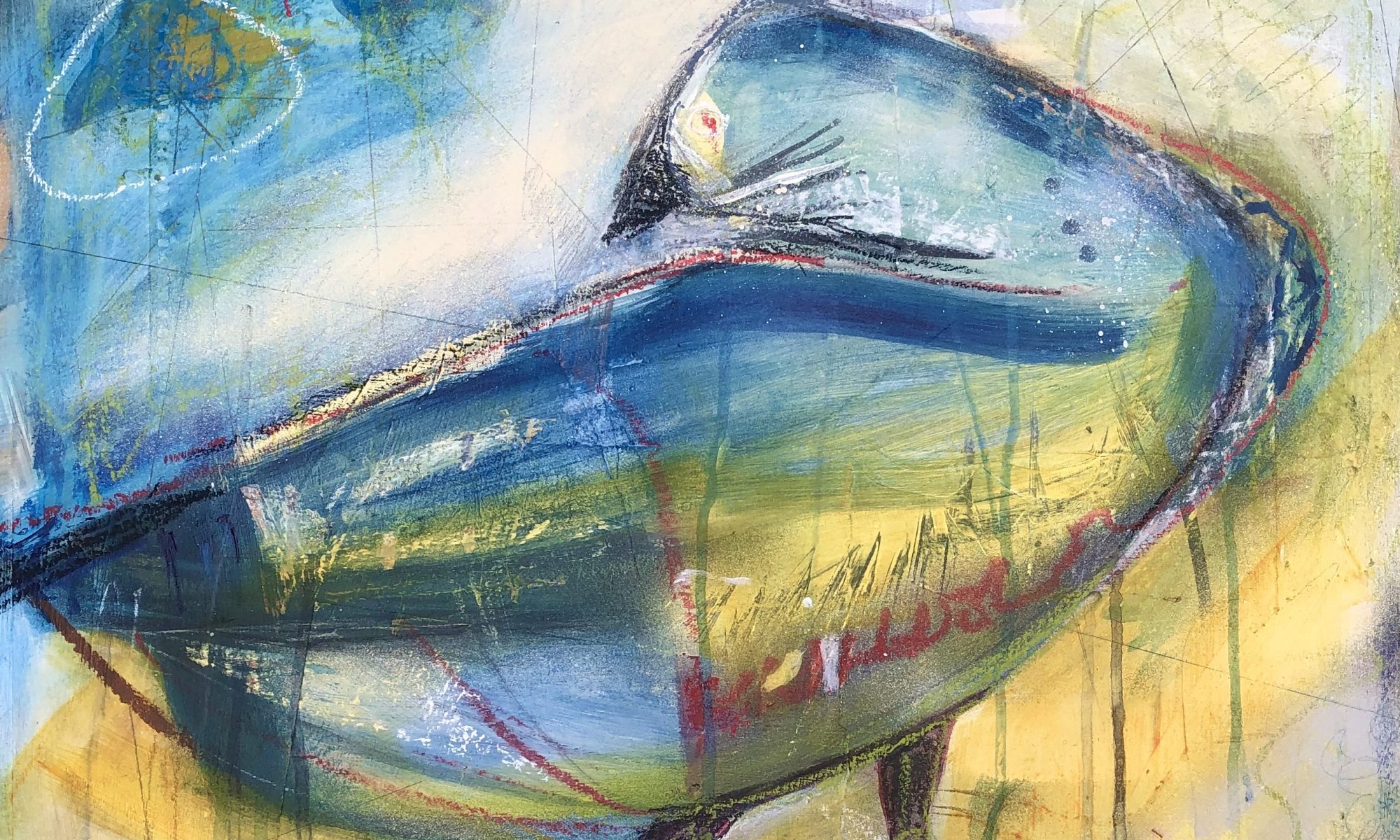 Painting The Goose who liked to Dance - mixed media on board - 50 x 50 cm - £450 Chrissie Richards