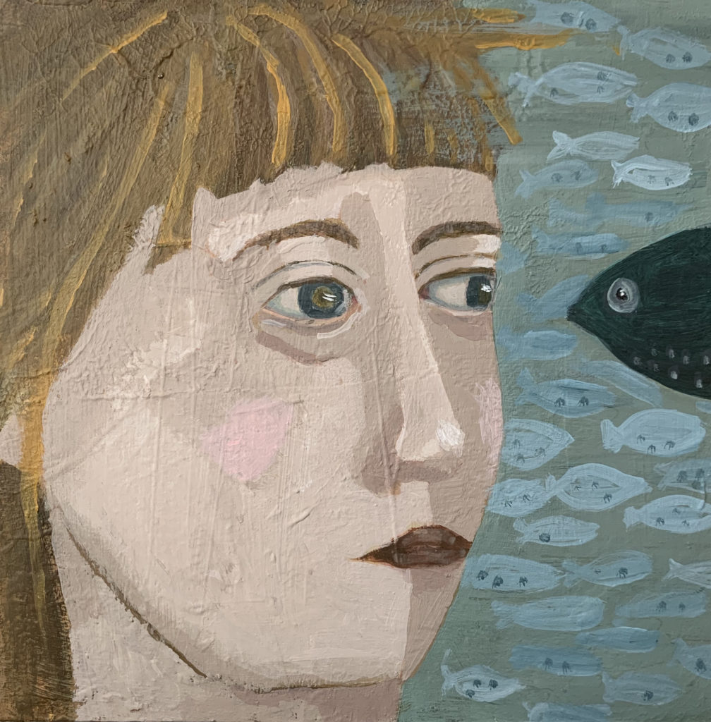 painting of girl and fish