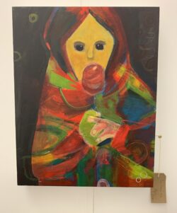 She Chose Red - Mixed media on cradled panel - 45 x 50 cm