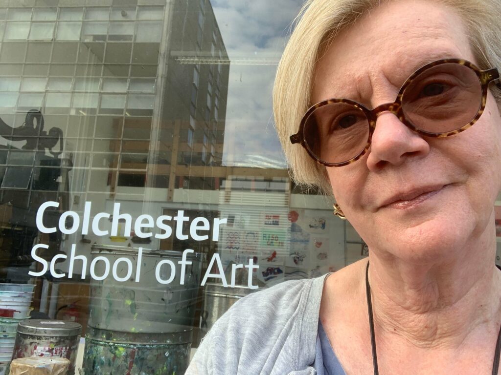 Chrissie Richards outside Colchester School of Art
