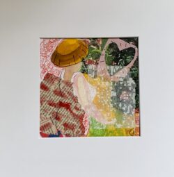 multi coloured collage image in a mount