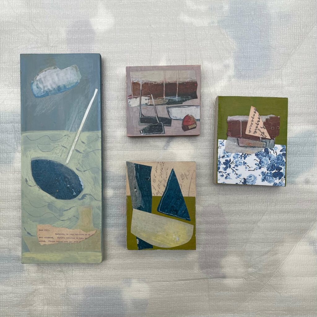 small mdf forms with coastal images and boats