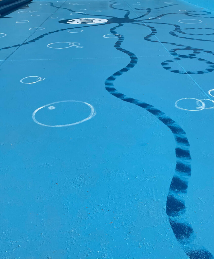 Blue swimming pool with octopus design