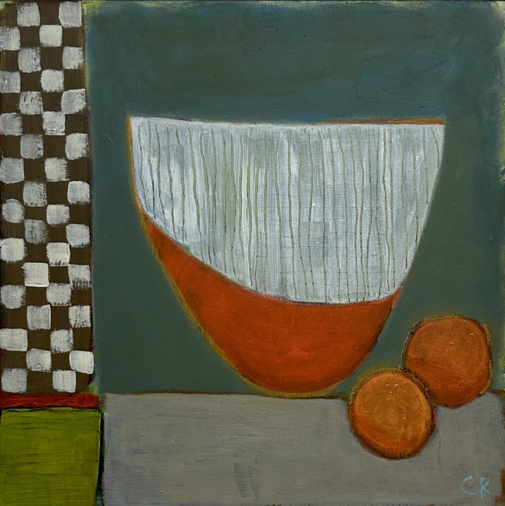Chrissie Richards still life ceramic bowl with oranges